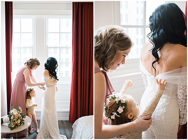 Mom Zipping Bride's Dress | Colleen & John | Brooke Bakken Photography | Destination Wedding Photographer