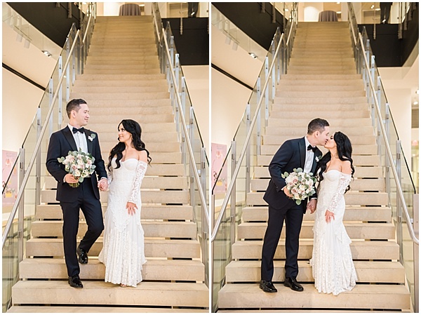 Bride & Groom Kiss on Stairs | Colleen & John | Brooke Bakken Photography | Destination Wedding Photographer