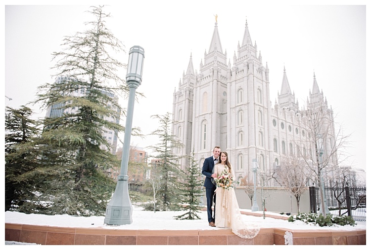 Salt Lake Temple winter wedding by Utah photographer Brooke Bakken