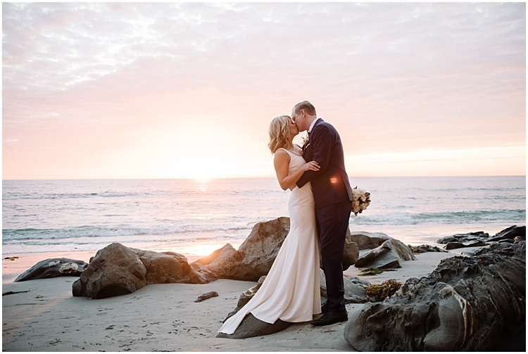 Beach at sunset with bride and groom | Brooke Bakken | California Wedding Photographer