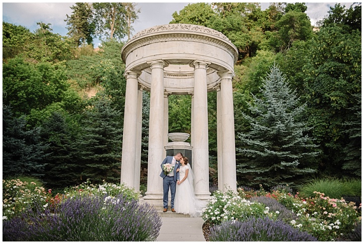 Gazebo at Memory Grove in background of couples posing for bridals | Memory Grove Bridals | Brooke Bakken Photography