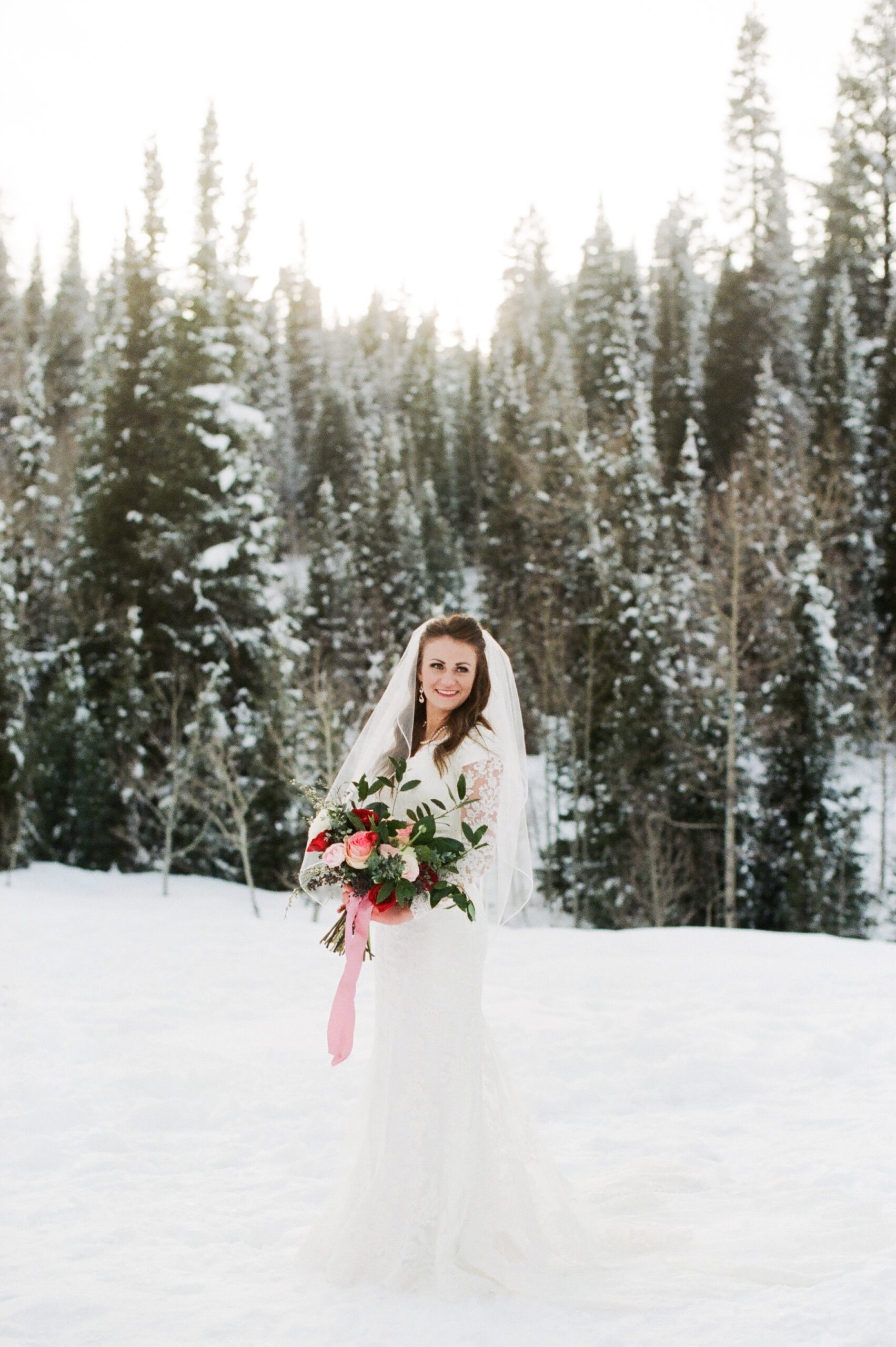 Utah winter photographer tips for bridals in the snow -- bride portrait